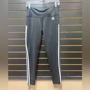 Adidas Climalite Leggings Womens Medium Black White Stripe Athletic Pants